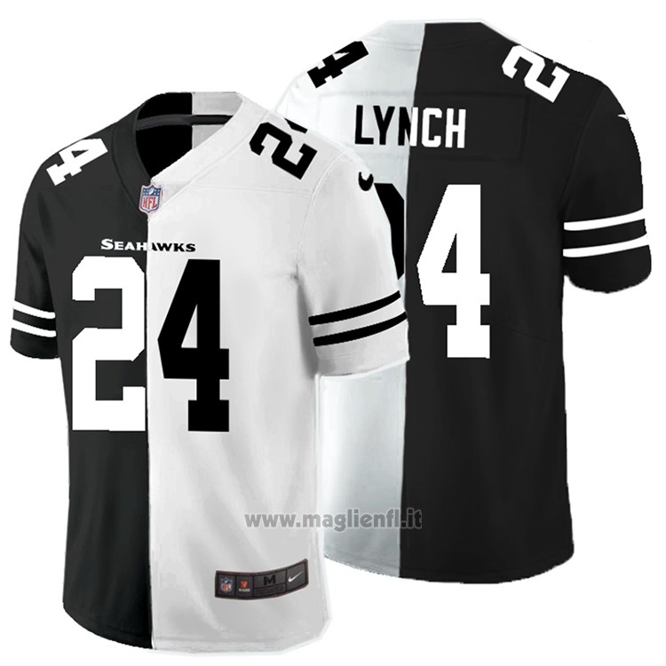 Maglia NFL Limited Seattle Seahawks Lynch Black White Split